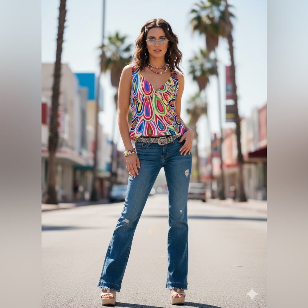 Max Nugus Haute Couture Colorful Psychedelic Tank Top | V-Neck | Statement Y2K